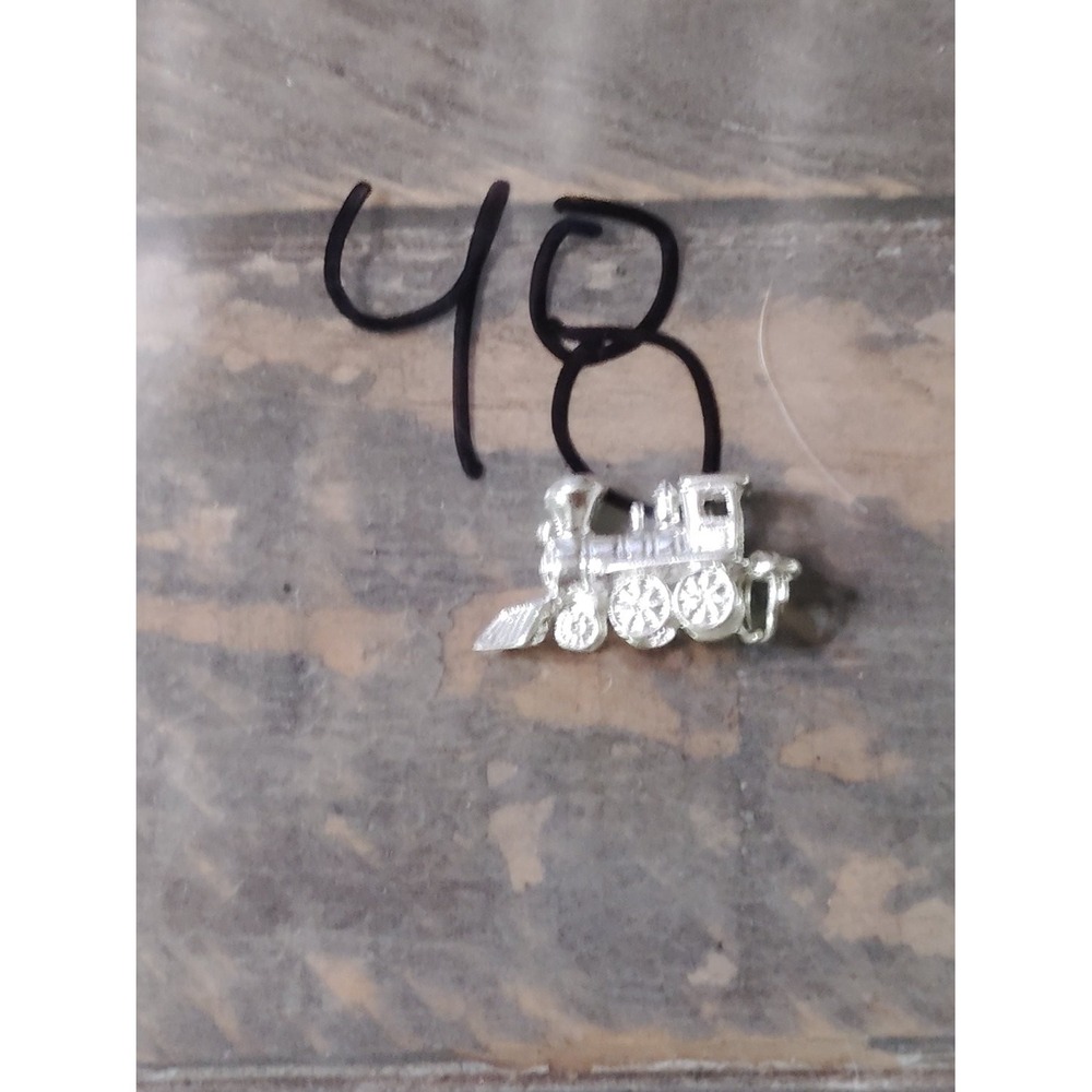 Steam Locomotive Train Charm Pendant Silver Engine Smokestack Wheels 3D Metal